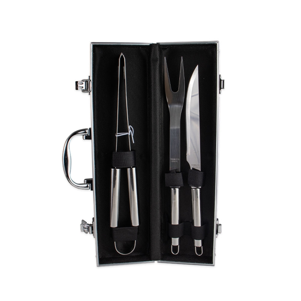 PATRÍCIO - Kit Churrasco Maleta 3 Peças - Aço Inox - Ref. 02759B