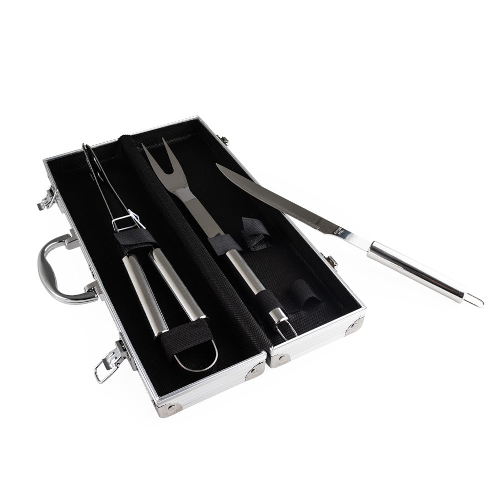 PATRÍCIO - Kit Churrasco Maleta 3 Peças - Aço Inox - Ref. 02759B