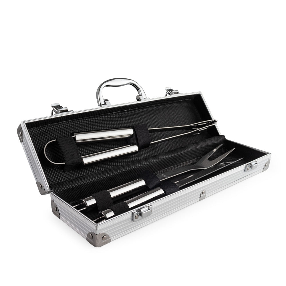 PATRÍCIO - Kit Churrasco Maleta 3 Peças - Aço Inox - Ref. 02759B