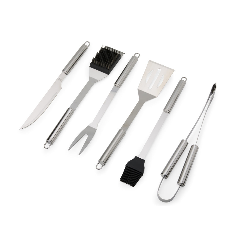 ALMIRO II - Kit Churrasco 6 Peças Aço Inox com Escova para Grelha - Ref. 18895