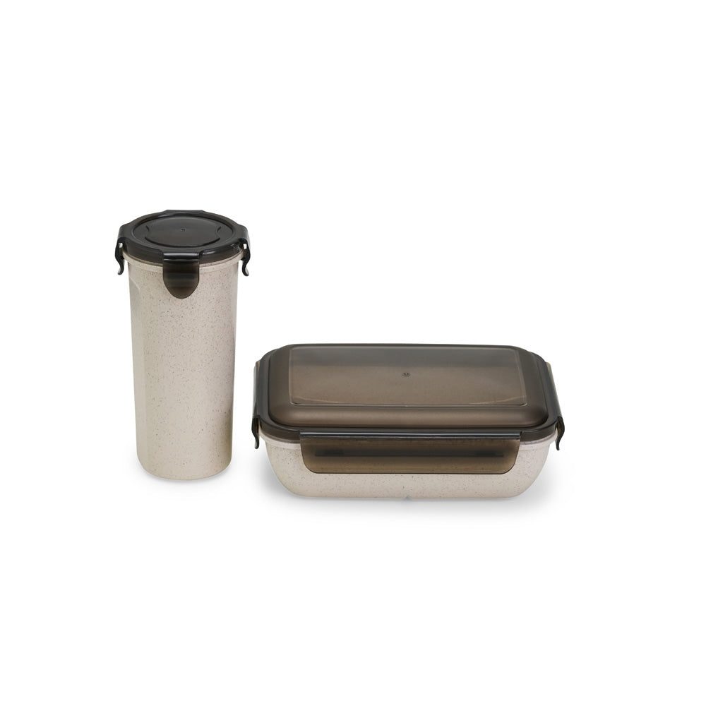 ARAPUÃ - Marmita Hermética 1L com Copo Salada 500ml em Fibra de Bambu - Ref. 8029