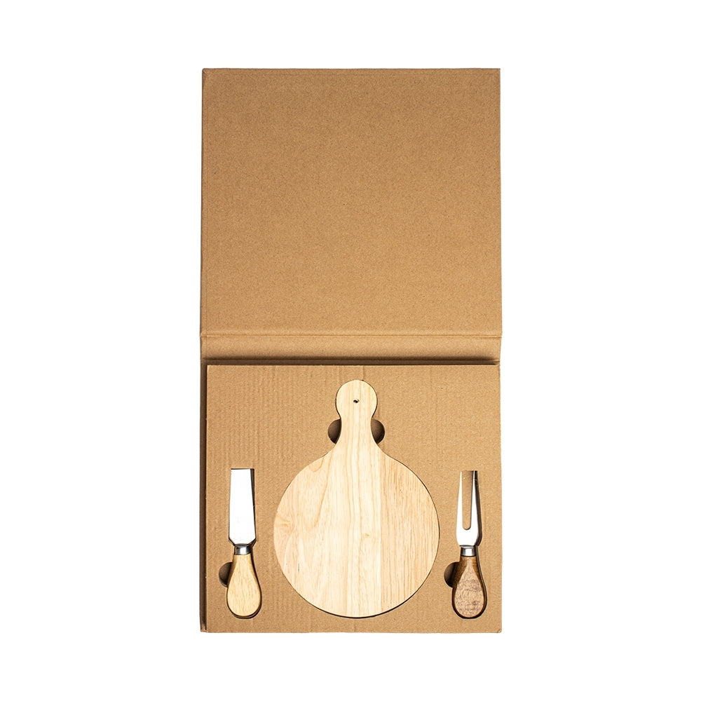 PADANO II - Kit Queijo 3 Peças com Tábua em Estojo Kraft - Ref. 18629