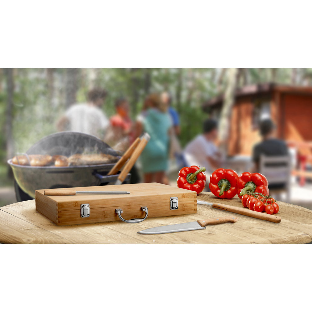 BOTTURA - Kit Churrasco Maleta Bambu e 6 Peças - Ref. 93844
