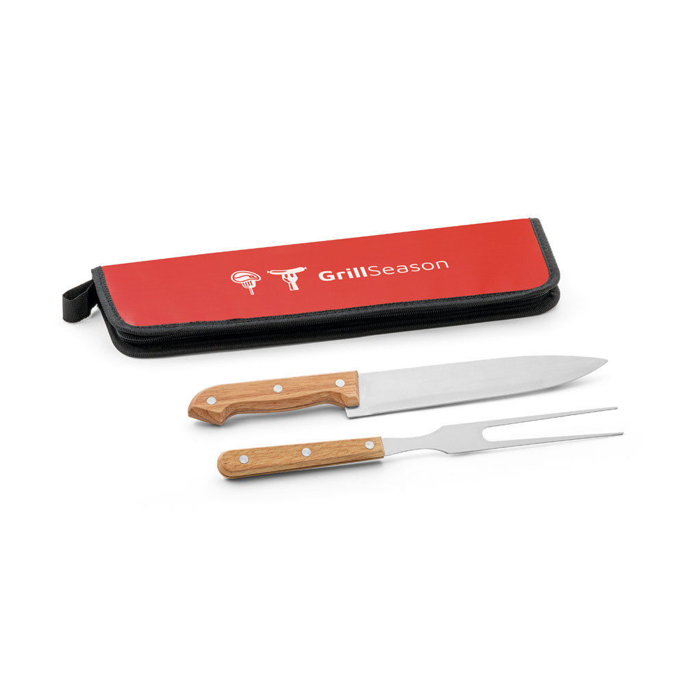CUBAT - Kit Churrasco Case Nylon 2 Peças Cabo de Madeira - Ref. 94138