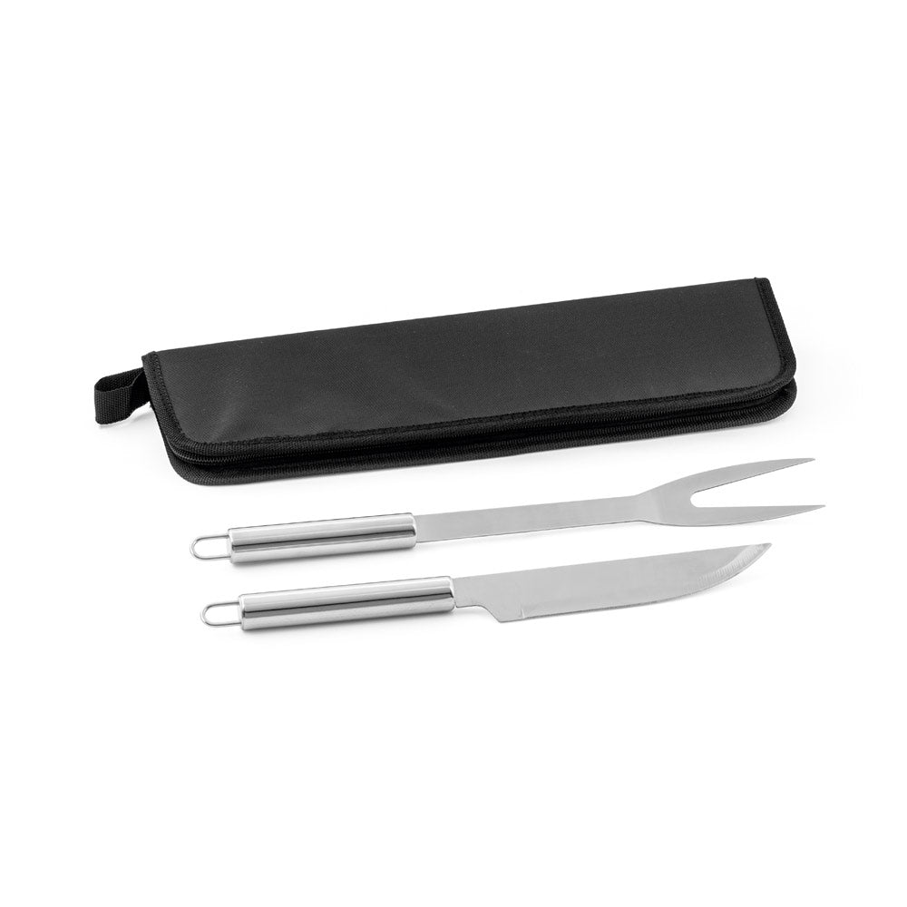 DURAND - Kit Churrasco Case Nylon 2 Peças em Aço Inox - Ref. 94136