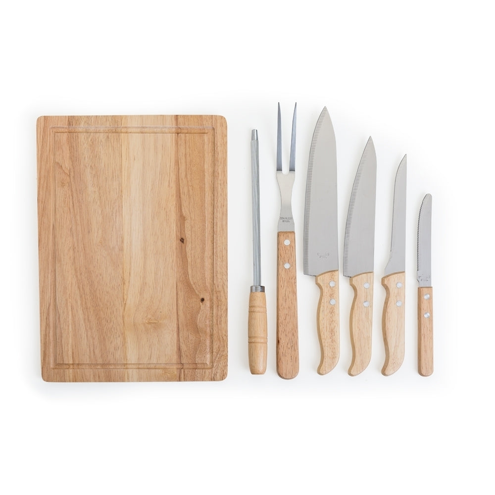 SALT - Kit Churrasco com Avental e Tábua - 8 Peças - Ref. 12089