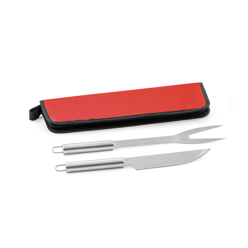 DURAND - Kit Churrasco Case Nylon 2 Peças em Aço Inox - Ref. 94136