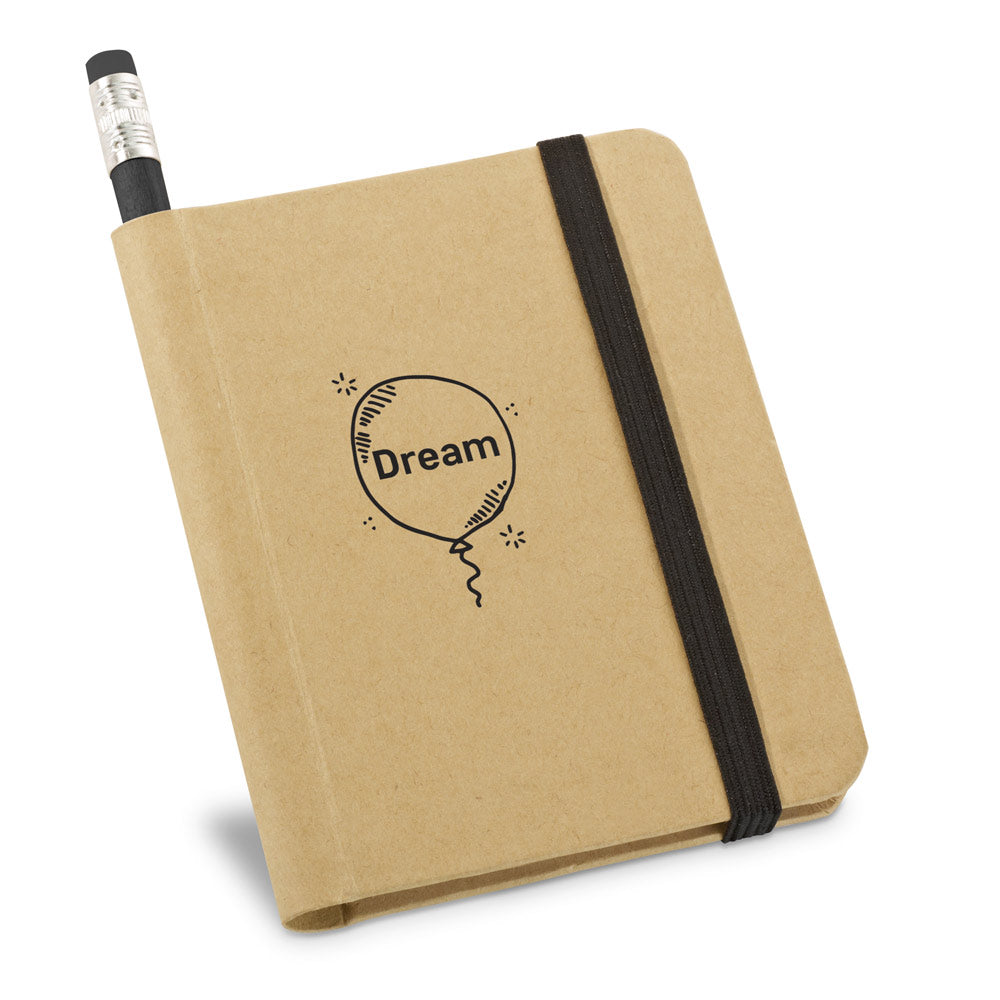 BRONTE - Mini Caderno A7 Capa Dura Kraft Sem Pauta com Lápis - Ref. 93422