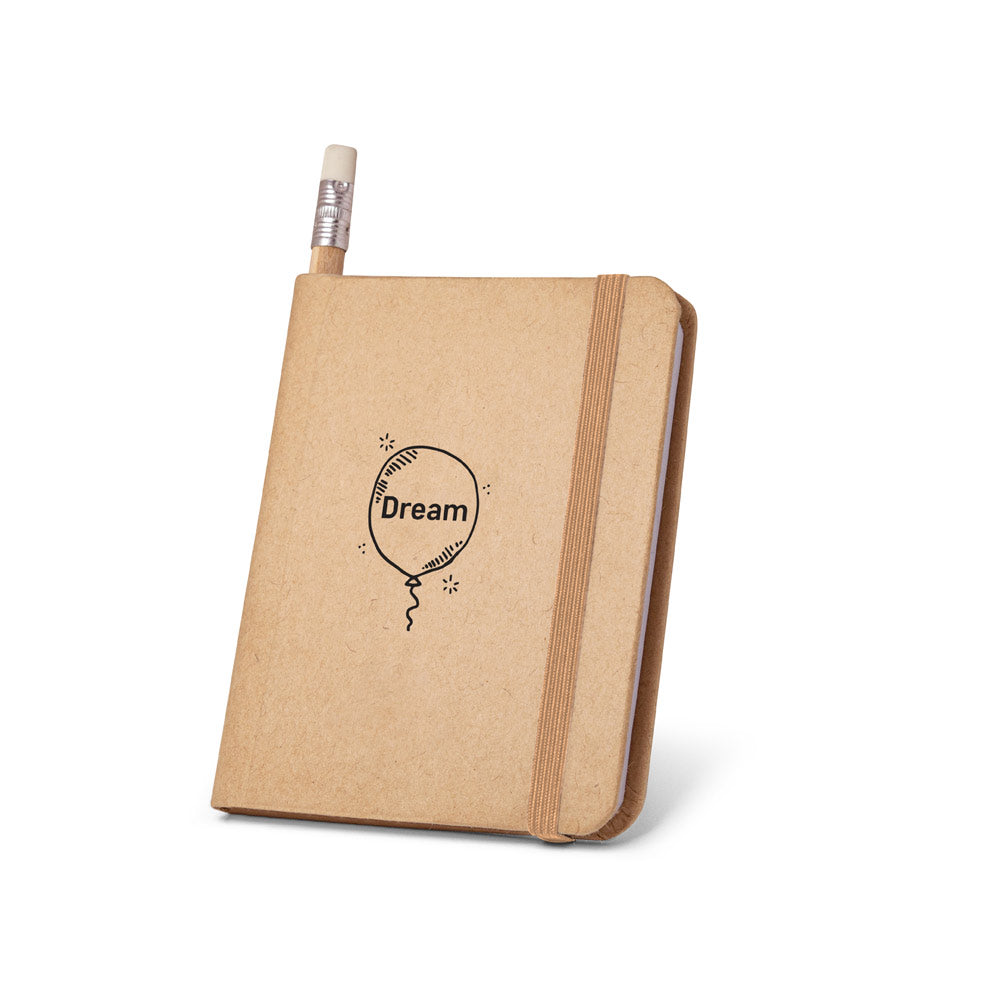 BRONTE - Mini Caderno A7 Capa Dura Kraft Sem Pauta com Lápis - Ref. 93422