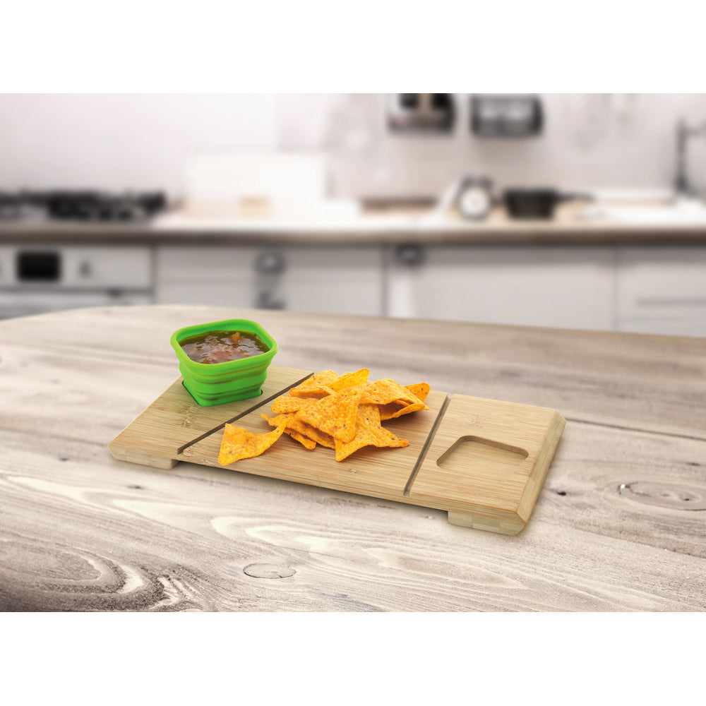 PAPRIKA - Petisqueira em Bambu com 2 Potes Retráteis de Silicone - 93898