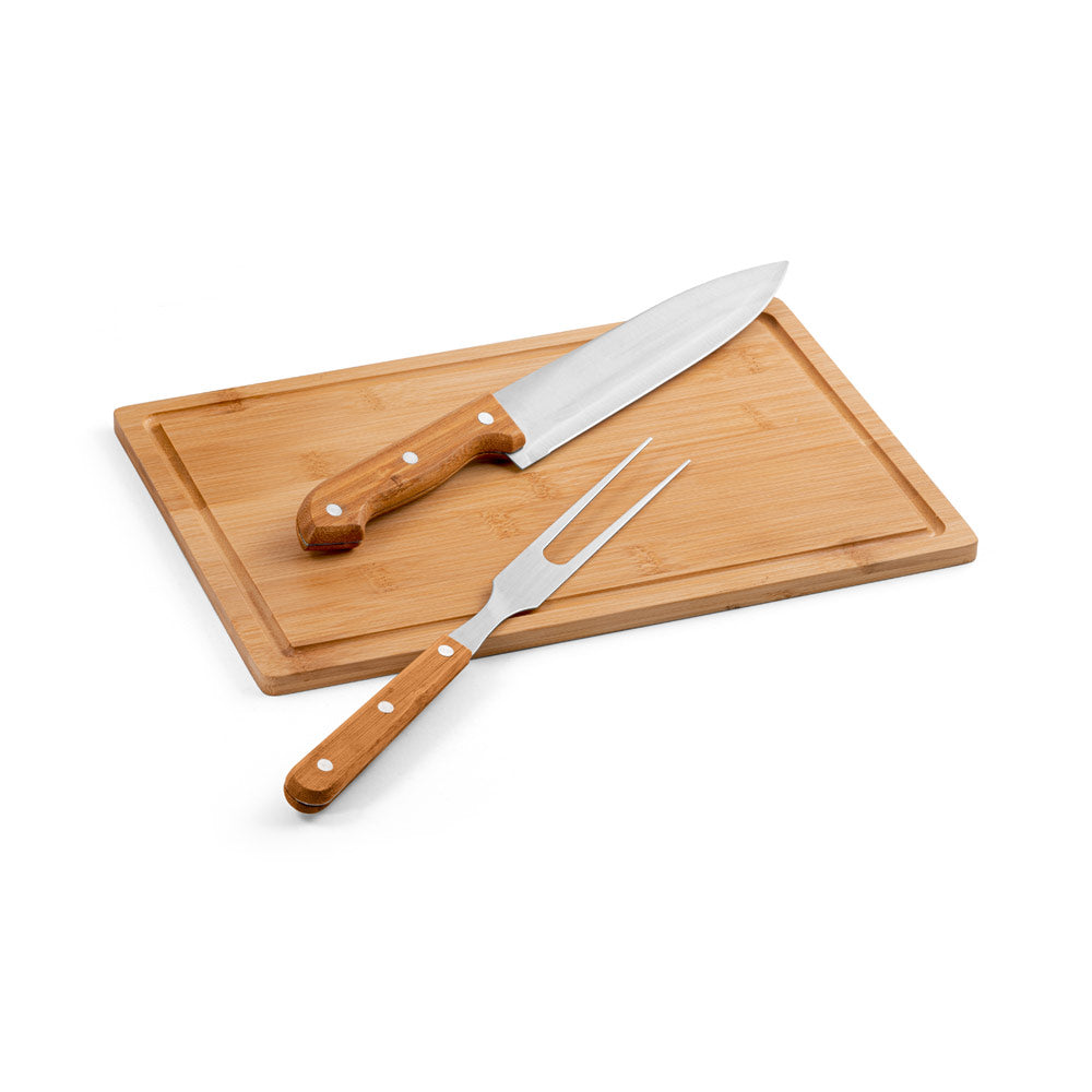 ALIOLI BOARD - Kit Churrasco Tábua Bamboo, Faca e Garfo - Ref. 94143