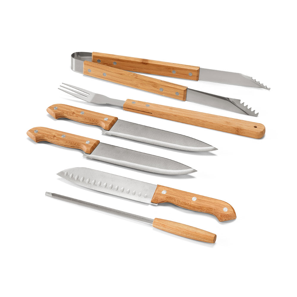 BOTTURA - Kit Churrasco Maleta Bambu e 6 Peças - Ref. 93844
