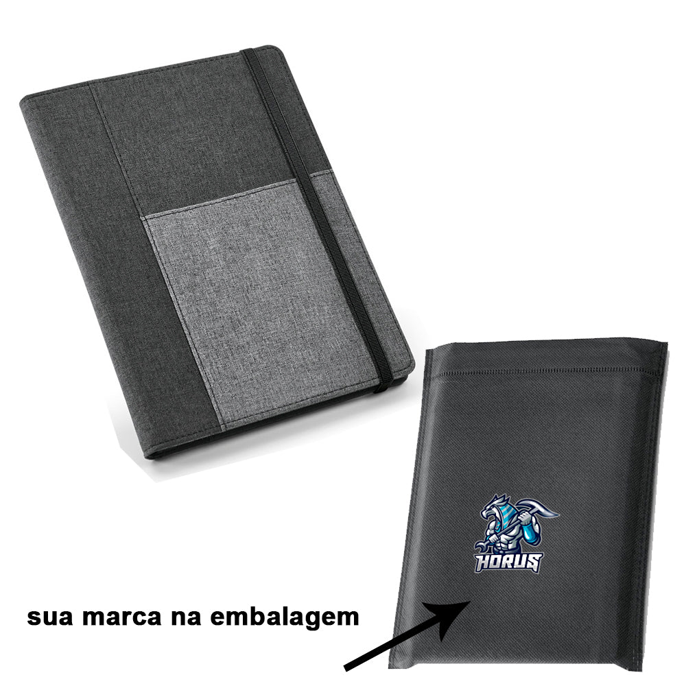 PESSOA - Caderno com Capa em Tecido e Bolso - REF. 93734 & | 16 x 22 cm