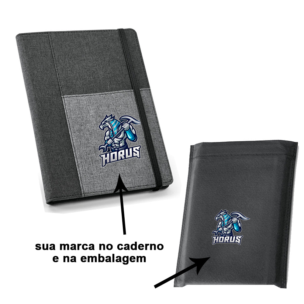 PESSOA - Caderno com Capa em Tecido e Bolso - REF. 93734 & | 16 x 22 cm