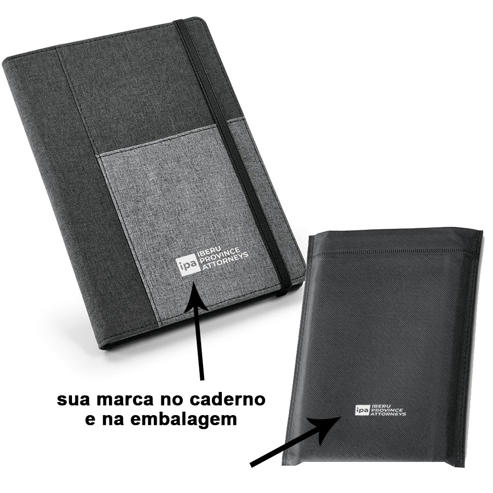 PESSOA - Caderno com Capa em Tecido e Bolso - REF. 93734 & | 16 x 22 cm