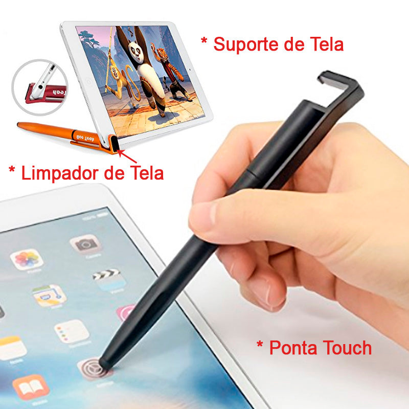 Caneta 4 em 1 - Porta Celular, Touch Screen, Limpador e Caneta - 708