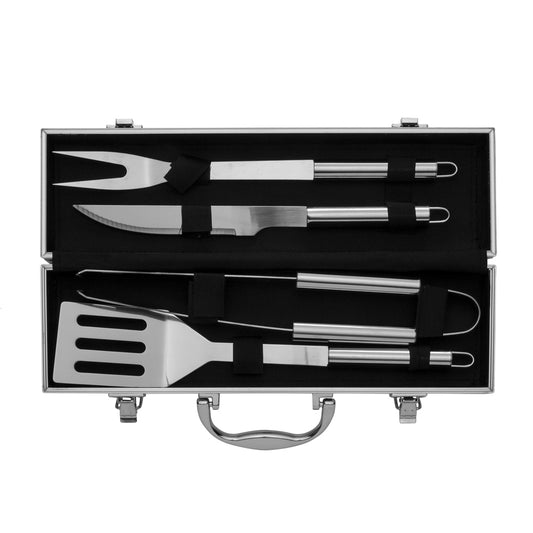 PATRÍCIO II - Kit Churrasco Maleta 4 Peças - Aço Inox - Ref. 01644