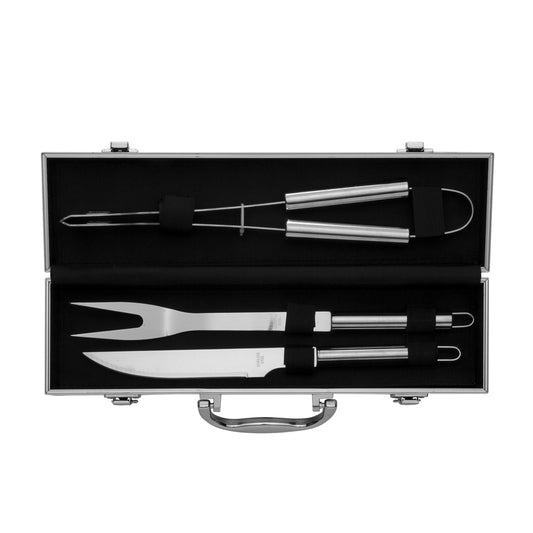 CARVALHO - Kit Churrasco Maleta 3 Peças - Aço Inox - Ref. 02759