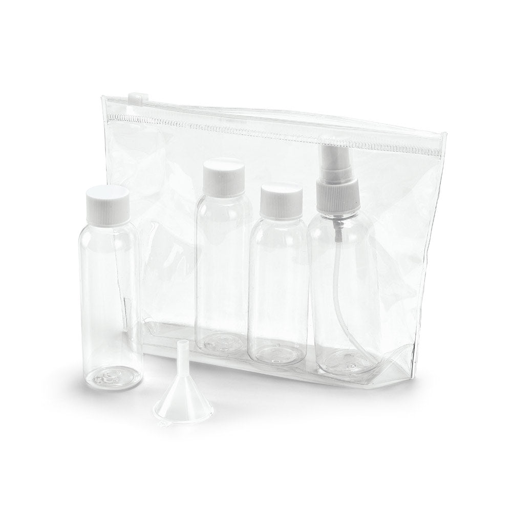 DENIRO - Necessaire Hermética em PVC com 3 frascos - 190 x 155 x 40 mm - Ref. 92722