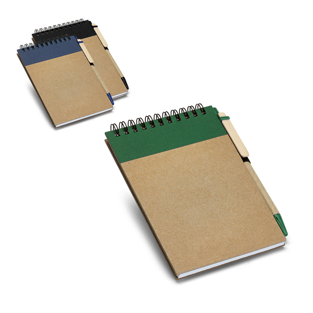 RINGORD - Caderno de Bolso Capa Dura Kraft Detalhe Colorido e Caneta - 10,5x14,5cm - REF. 93427 &
