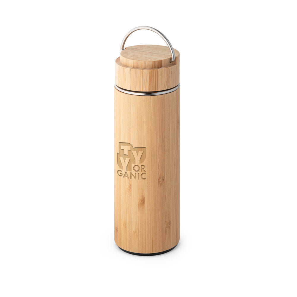 SOW - Garrafa Térmica em Aço Inox e Bambu - 440 ml - Ref. 94239