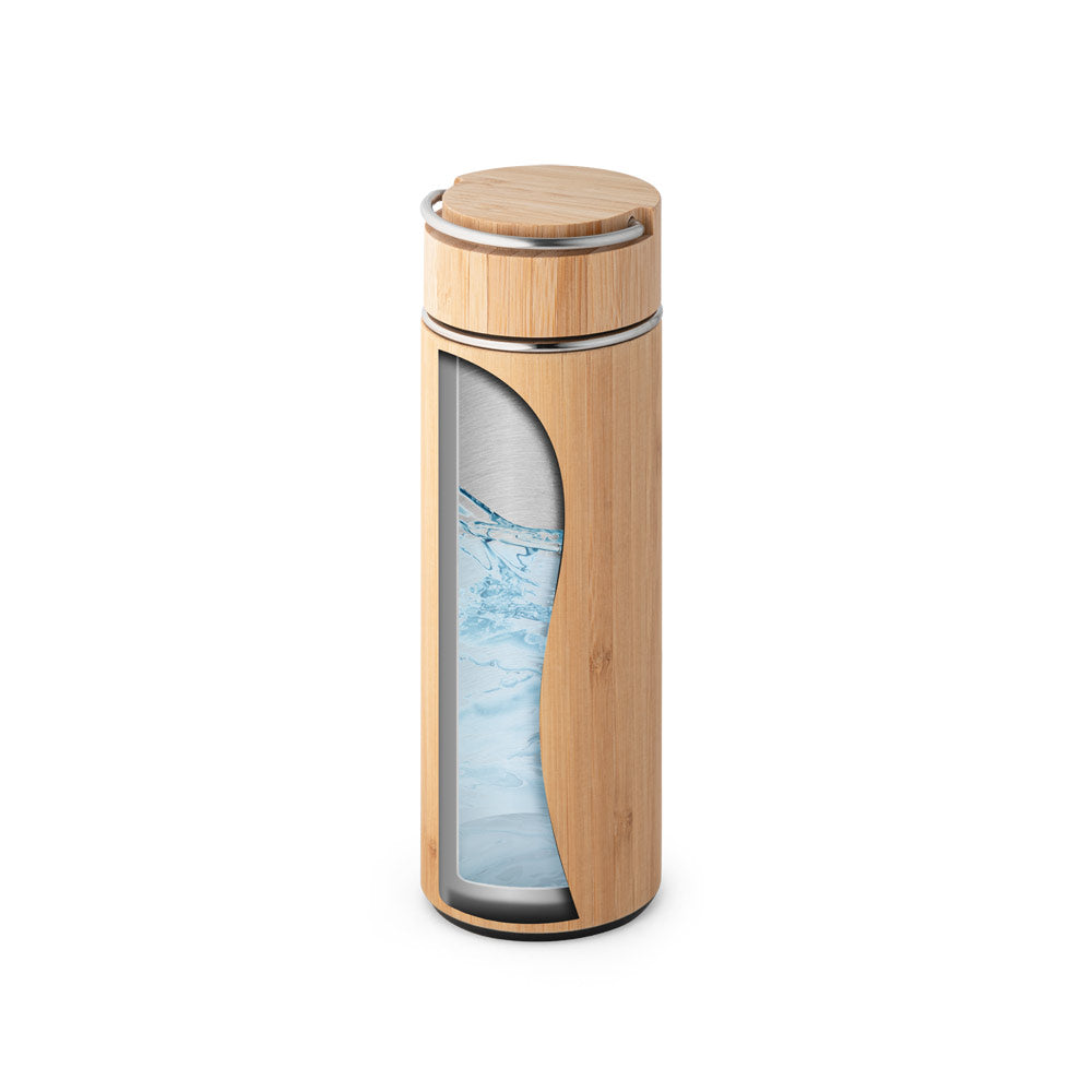 SOW - Garrafa Térmica em Aço Inox e Bambu - 440 ml - Ref. 94239
