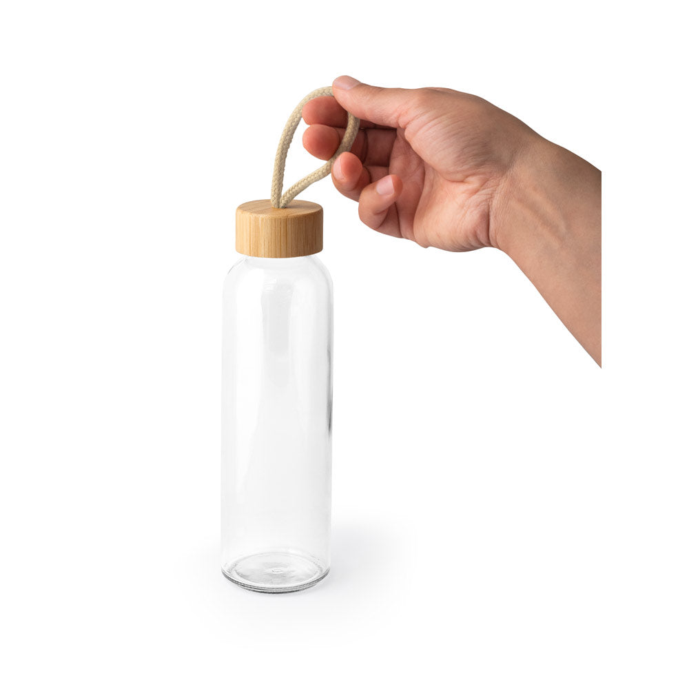 SOLER BAMBU - Squeeze em Vidro com Tampa em Bambu - 500 ml - Ref. 94268
