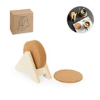 PLYCORK - Kit 6 Porta Copos em Cortiça e Suporte em Madeira - Ref. 94368