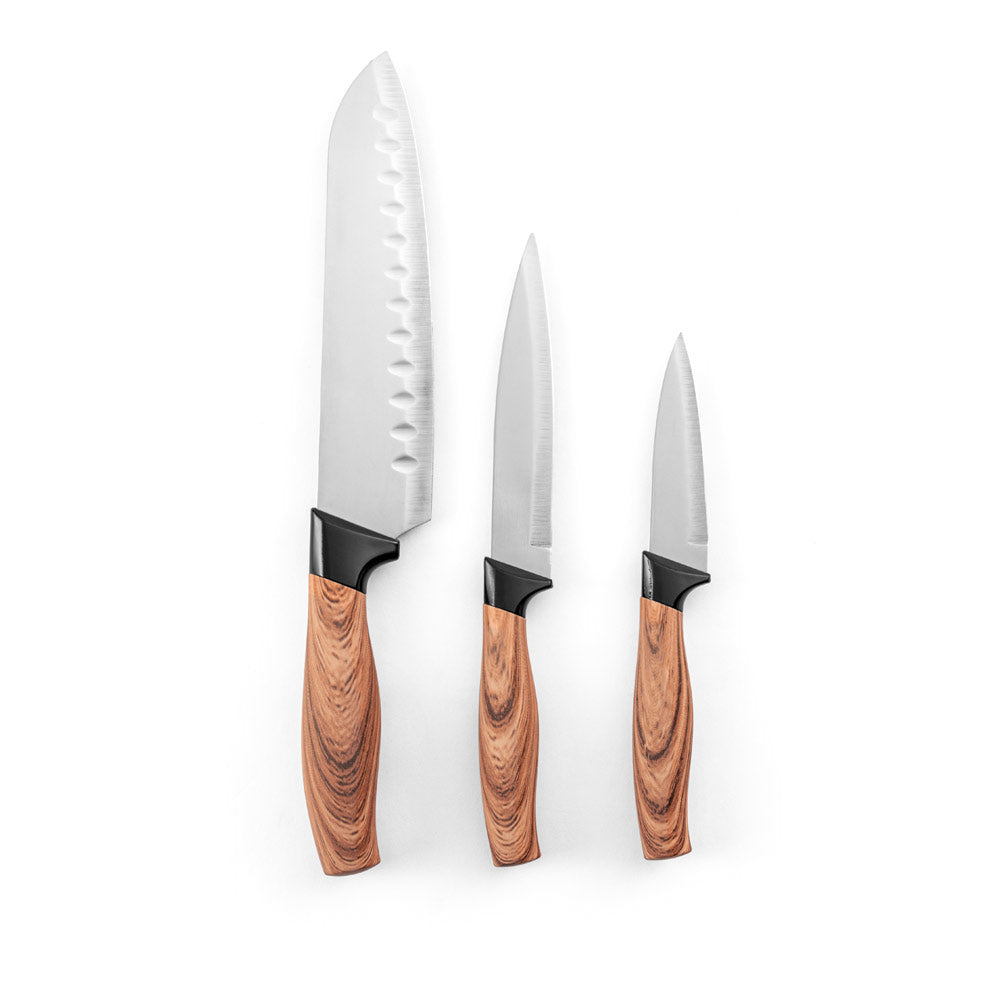 BAHARAT - Kit 3 Facas de Cozinha em Aço Inox e Cabo Ergonômico - Ref. 94395
