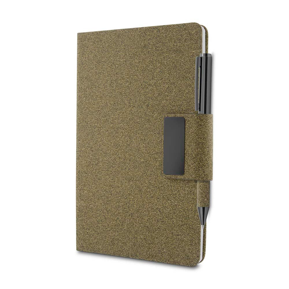 Kit Escritório A5 em PU e Fibra de Café ou Chá e Caneta Metálica - Ref. CAD445