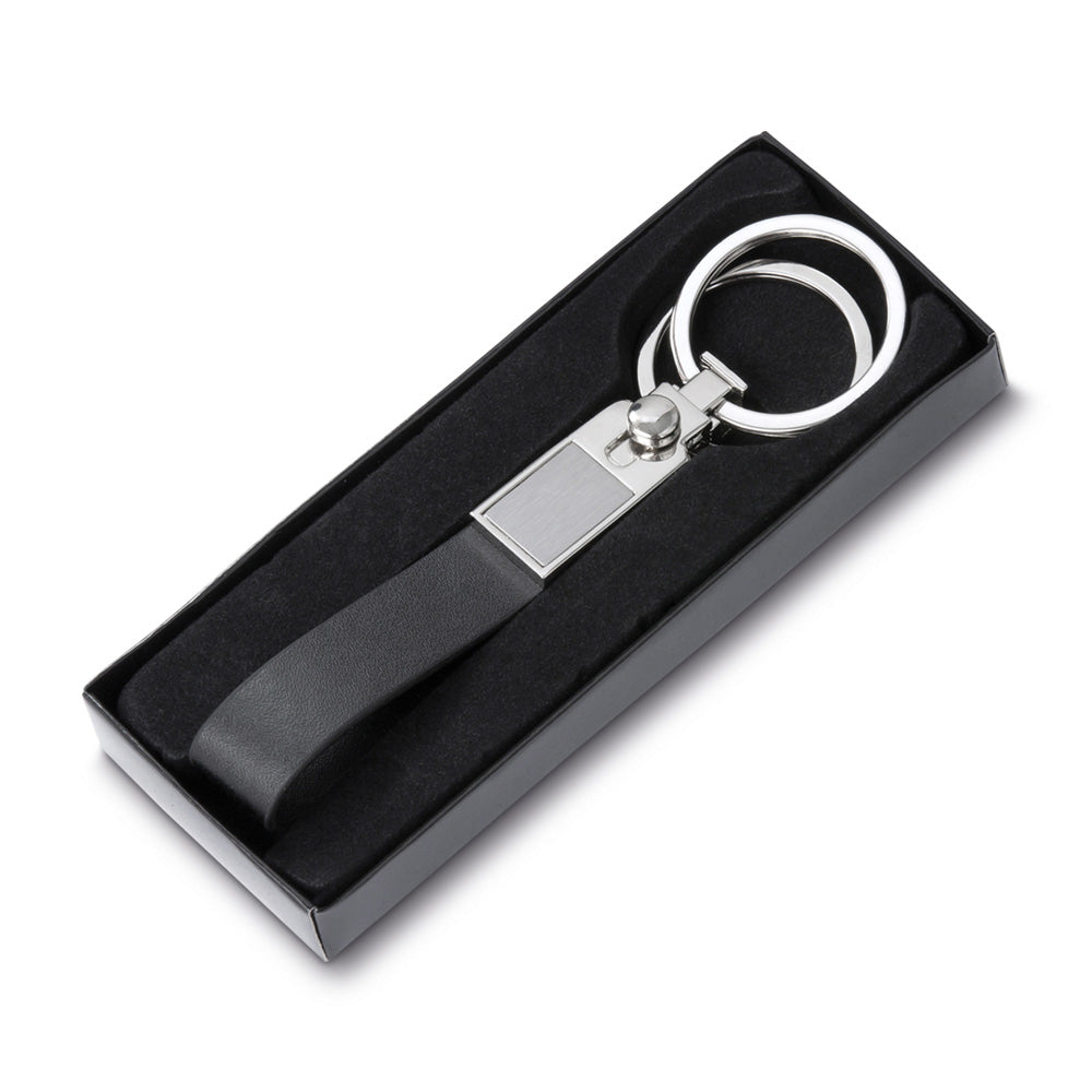 Chaveiro de Metal e Couro Sintético com 2 Argolas - Ref. CH0510