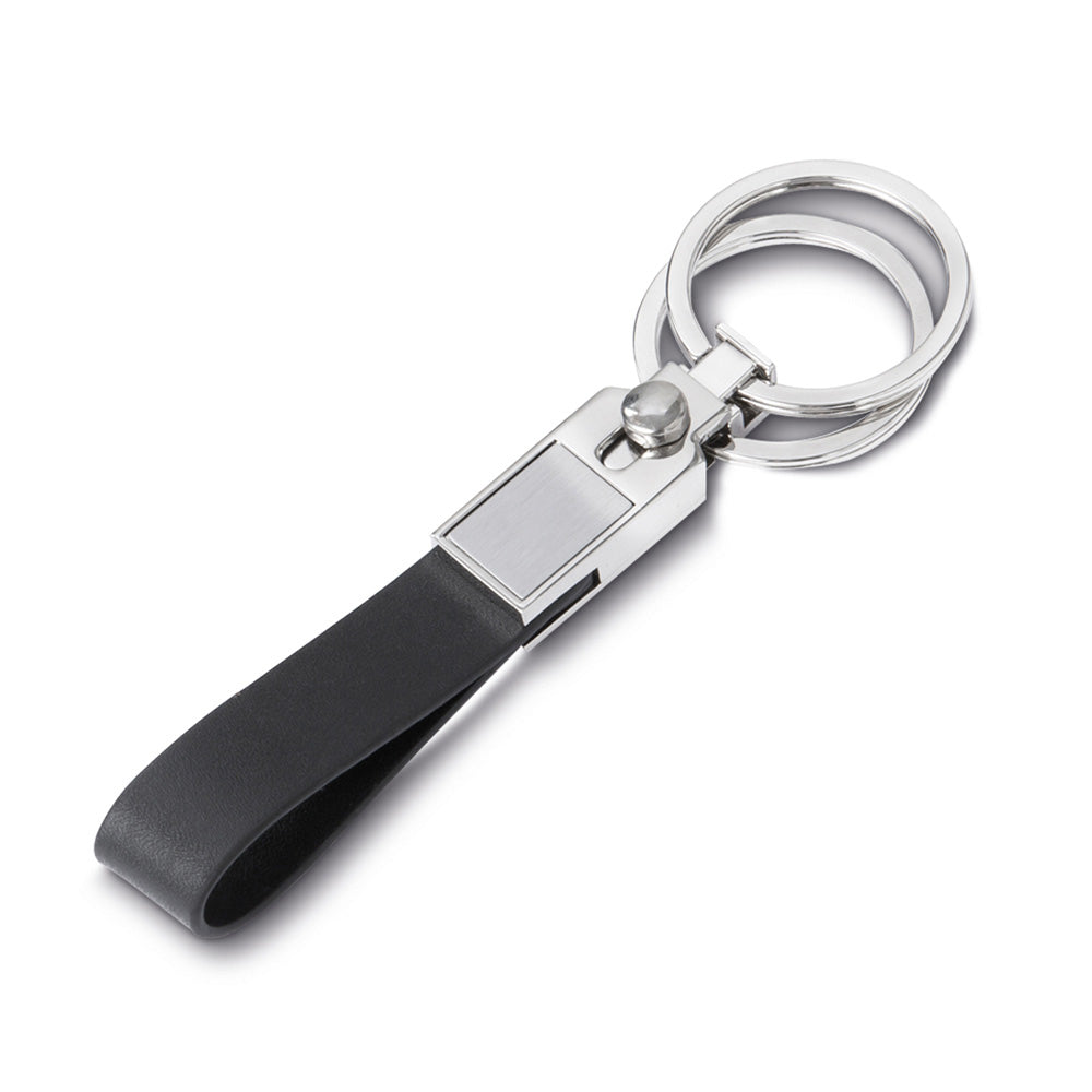 Chaveiro de Metal e Couro Sintético com 2 Argolas - Ref. CH0510