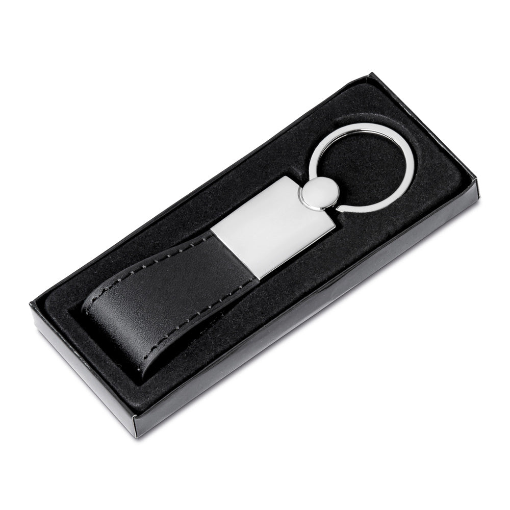 Chaveiro de Metal e Couro Sintético Personalizado - Ref. CH0685