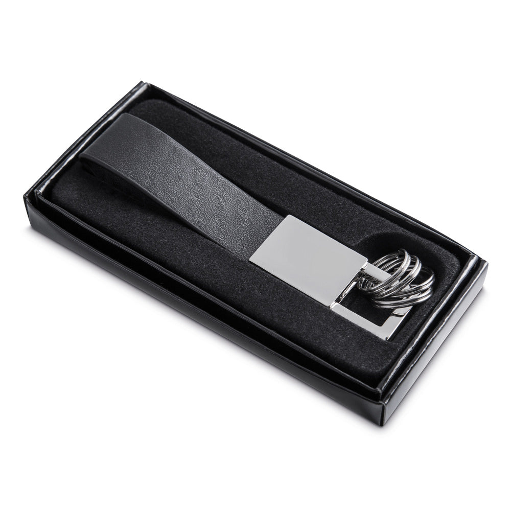 Chaveiro de Metal e Couro Sintético com 4 Argolas - Ref. CH6898