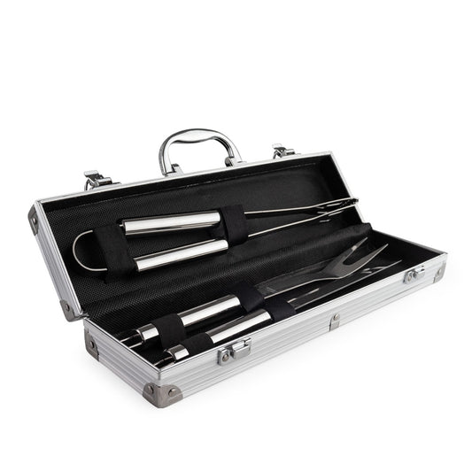 PATRÍCIO - Kit Churrasco Maleta 3 Peças - Aço Inox - Ref. 02759B