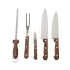 CECCHINI - Kit Churrasco 5 Peças Inox e Cabo de Madeira - Ref. 08016