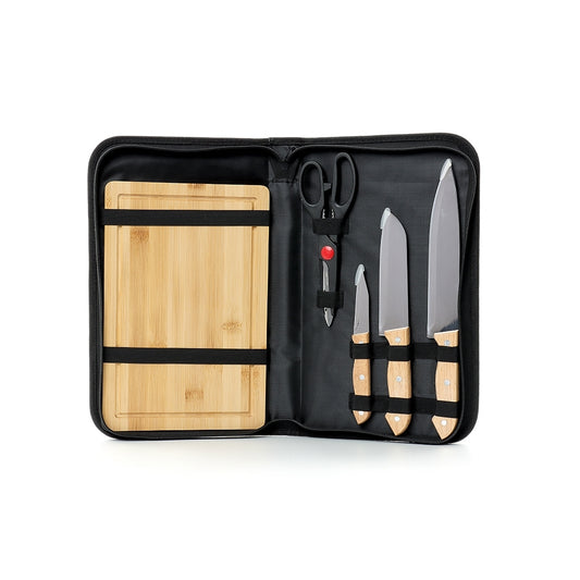 BUFFARA - Kit Churrasco 5 Peças com Tábua e Tesoura - Ref. 02250