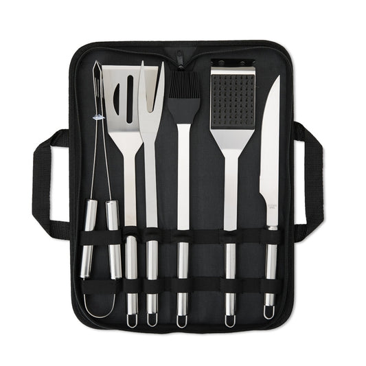 ALMIRO II - Kit Churrasco 6 Peças Aço Inox com Escova para Grelha - Ref. 18895