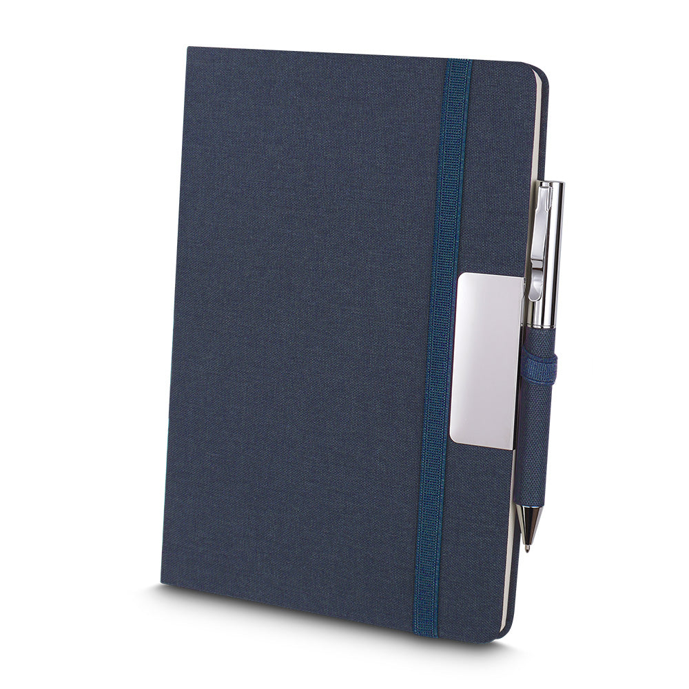 Kit Caderno A5 e Caneta Metálica em RPET Reciclável - Ref. CAD155
