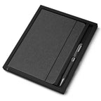 Kit Escritório com Caderno Capa em Couro Reciclado e Caneta Metálica - Ref. CAD180
