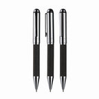 Kit Escritório com Caderno Capa em Couro Reciclado e Caneta Metálica - Ref. CAD180