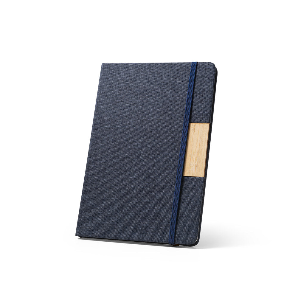 MÁRQUEZ - Caderno A5 Capa Dura Tecido e Detalhe Bambu - Pautado - Ref. 93585
