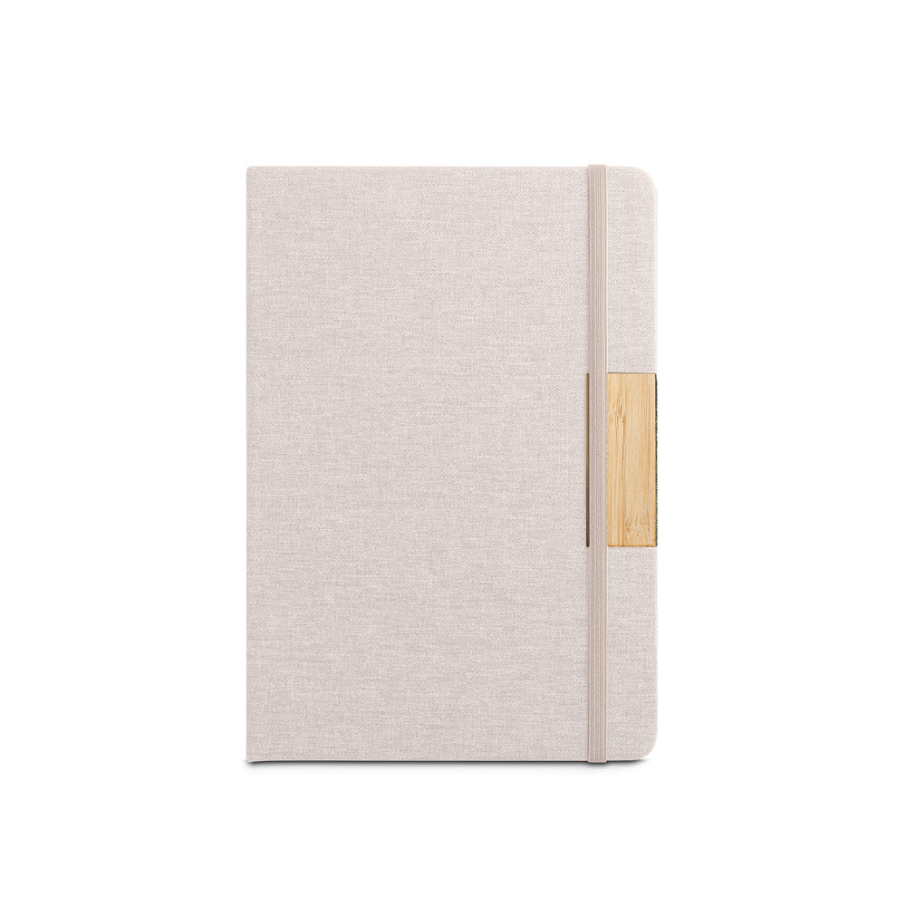 MÁRQUEZ - Caderno A5 Capa Dura Tecido e Detalhe Bambu - Pautado - Ref. 93585