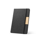 MÁRQUEZ - Caderno A5 Capa Dura Tecido e Detalhe Bambu - Pautado - Ref. 93585