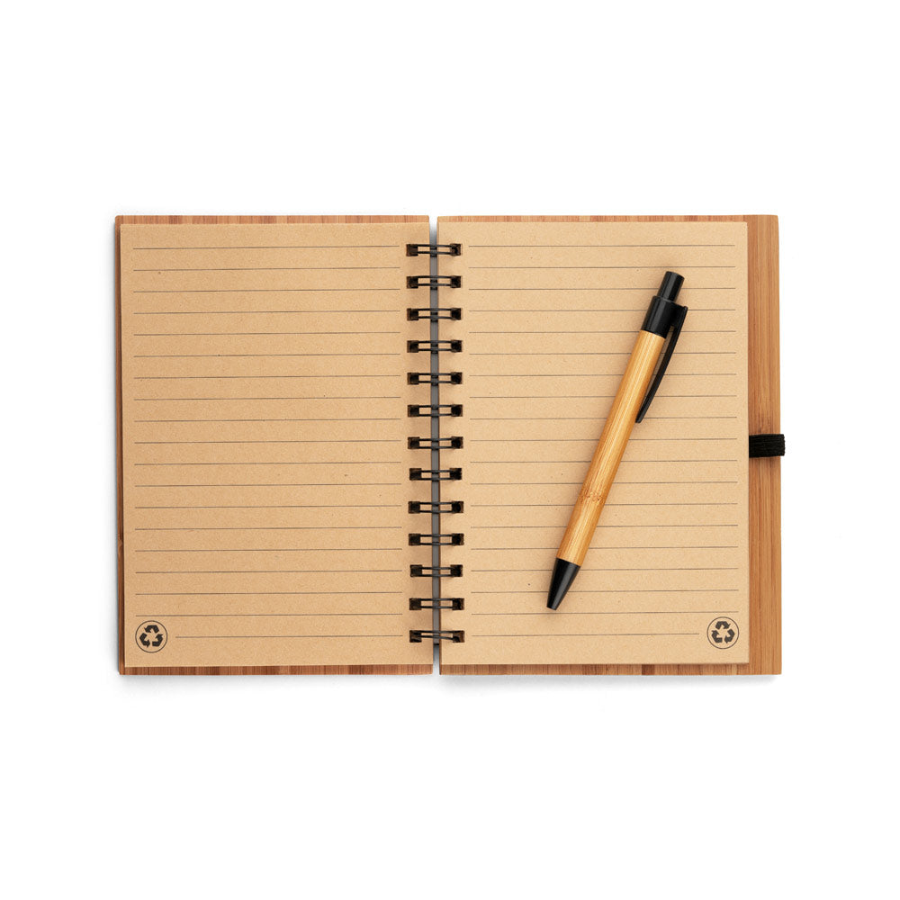 DICKENS A5 - Caderno Capa Dura em Bambu Pautado com Caneta - Ref. 93485