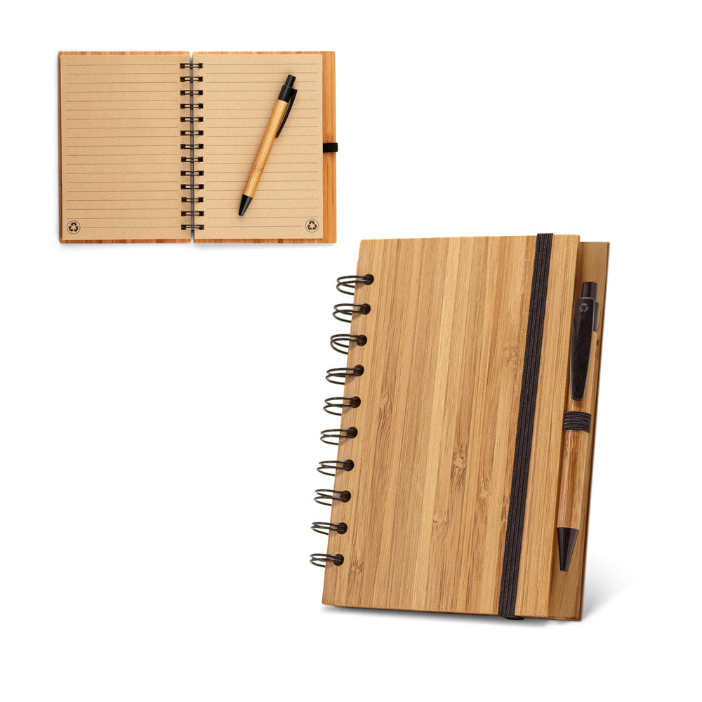 DICKENS A5 - Caderno Capa Dura em Bambu Pautado com Caneta - Ref. 93485