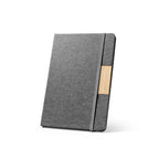 MÁRQUEZ - Caderno A5 Capa Dura Tecido e Detalhe Bambu - Pautado - Ref. 93585