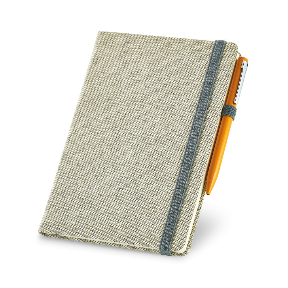 CARREY - Caderno A5 Capa Dura em Tecido com Suporte de Caneta - Ref. 93725
