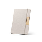 MÁRQUEZ - Caderno A5 Capa Dura Tecido e Detalhe Bambu - Pautado - Ref. 93585