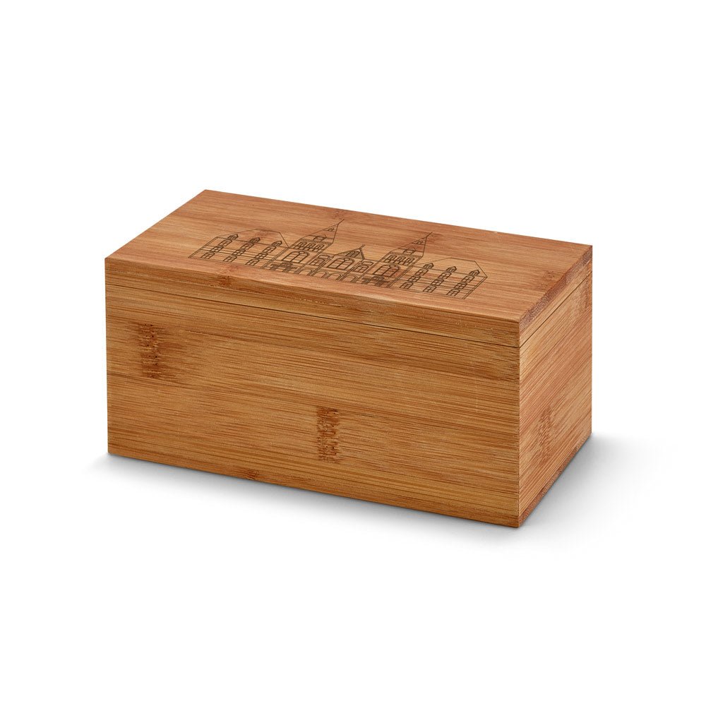 VERBENA - Caixa para Chá com 2 Compartimentos - Bambu e Magnética - Ref. 93977